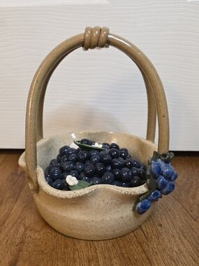 Handmade Ceramic Blueberry Fruit Basket